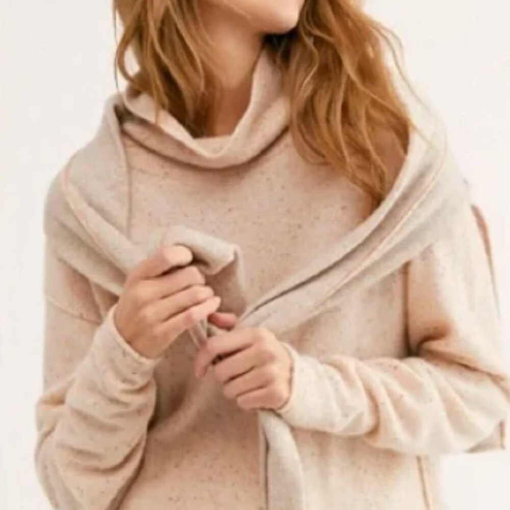 Free People Cashmere Turtleneck Sweater Cream Oatmeal Color Size Large